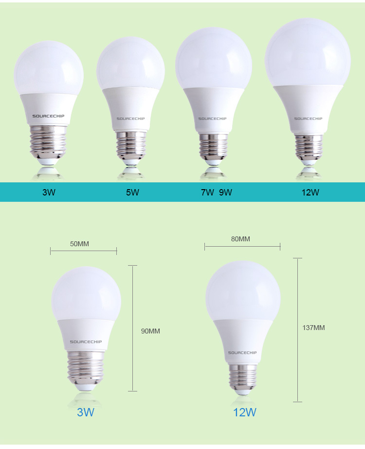 High Lumen AC85-265v 9w led bulb OEM