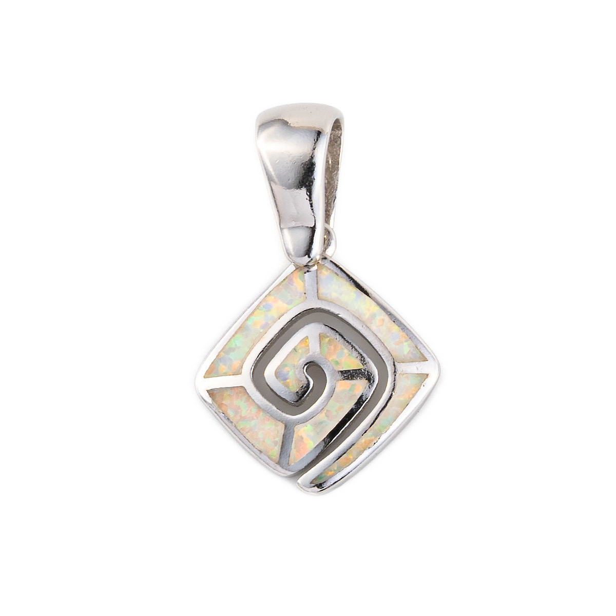 925 Sterling Silver Hawaiian Natural Retro Blue Opal Greek Key Meandros Luxury Pendant For Women