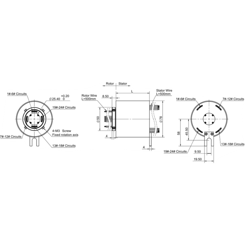 Multi Circuit Through Bore Slip Ring For Military Devices / Radar Antennas / Robotics