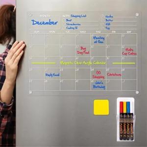 Wholesale Custom Acrylic Magnetic Calendar For Fridge , Clear Dry Erase Magnetic Calendar With Markers from china suppliers