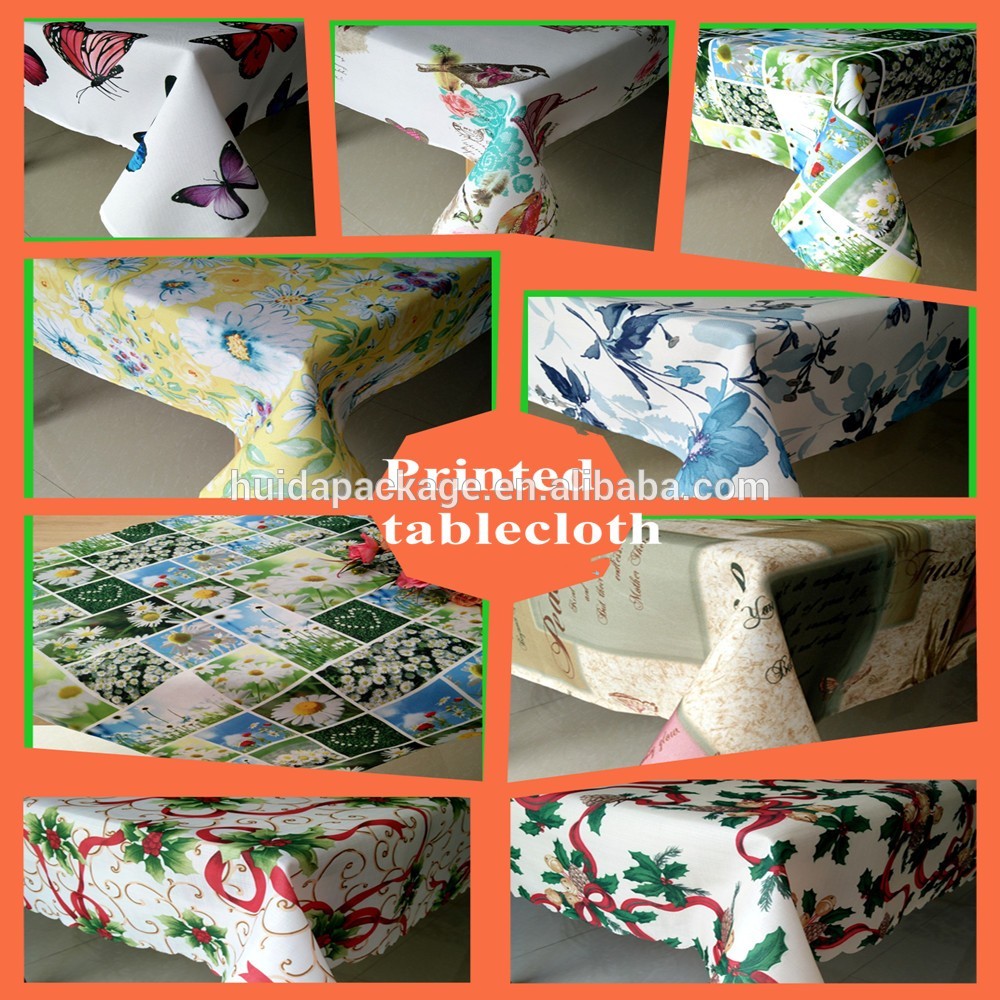 Flower design heat transfer printed tablecloth made of 100% polyester table decration cloth
