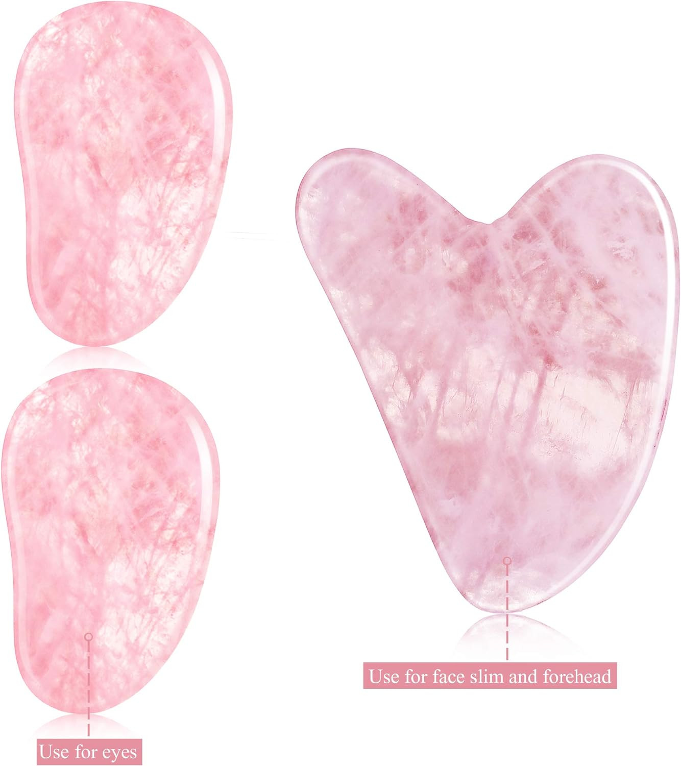 Polished Smooth Crystal Rose Quartz Gua Sha Board Jade Face Stone For Anti Aging