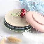 Wholesale Custom Biodegradable Wheat Straw Colorful Round Dinner Plates Cutlery