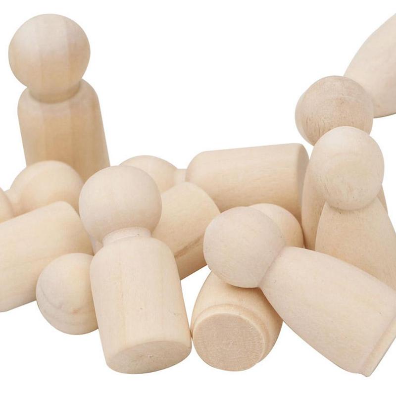 Craft 100Pcs Wooden Peg Dolls Blank ISO9001 Painting