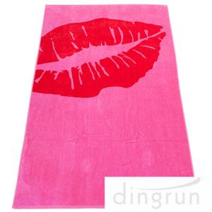 Wholesale Pink Color Oversized Summer Kiss Beach Bath Towels Full Printing Pure Cotton from china suppliers