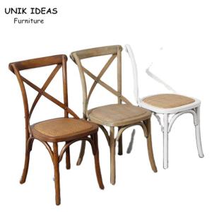 Wholesale Industrial Stackable Cross Back Wood Chair Soft Cushion Durable For Dining Room from china suppliers