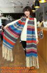 Large Women Warm Winter Long Striped Shawl Wrap Tassel Scarf Thick Wool Crochet