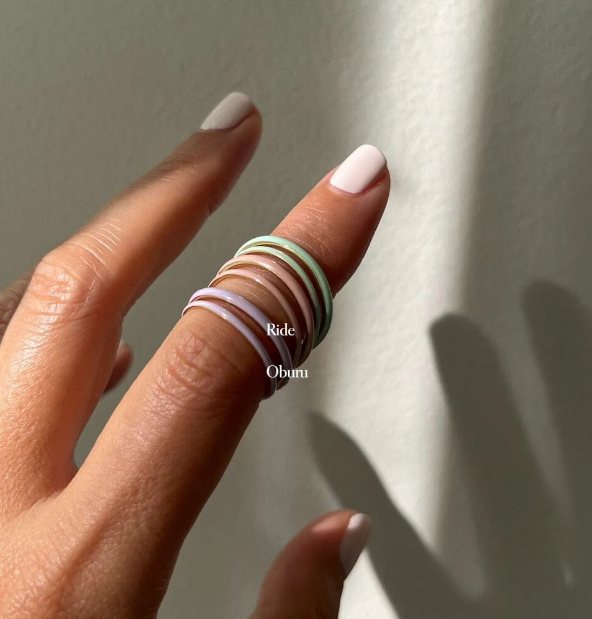 Pink Enamel 18K Gold Plated Rings Solid 925 Sterling Silver Stacking Rings