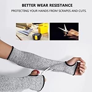 Wholesale Anti Heat Level 5 Arm Protection Cut Resistant Sleeves Holes On Thumb OEM from china suppliers