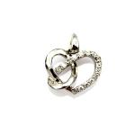 Sterling Silver CZ Diamonds Heart Pendant Women Necklace (P-116)