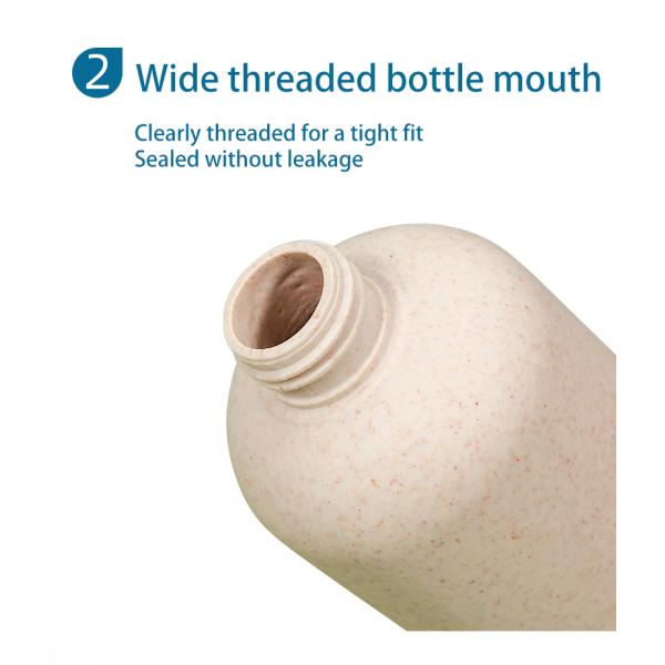 30ml-500ml Capacity Empty Cosmetic Shampoo Pump Packaging Wheat Straw Biodegradable Plastic Bottle