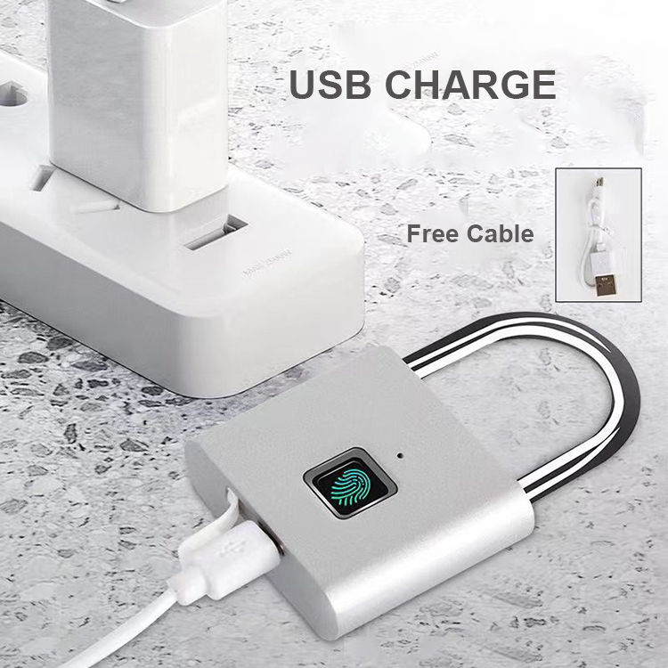 Weatherproof Smart Fingerprint Padlock Zinc Alloy MICRO USB