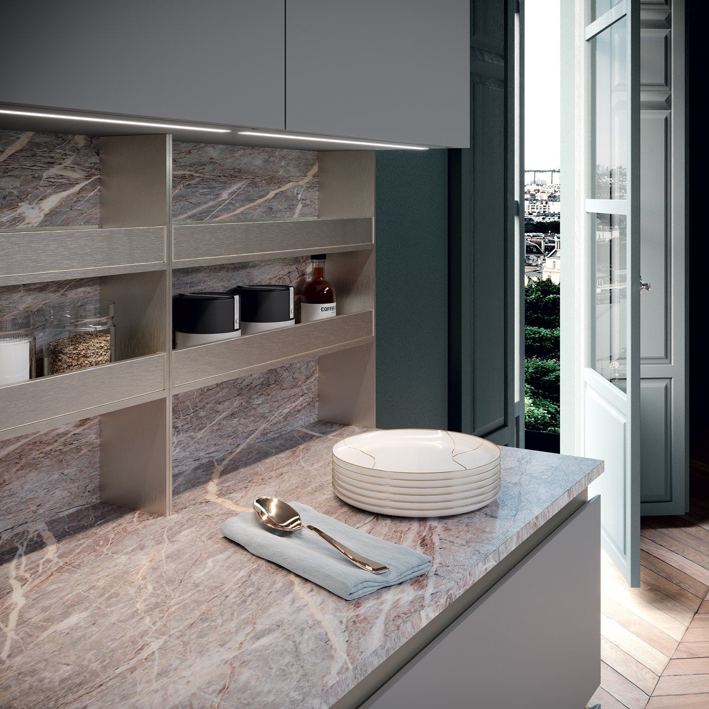 Luxury Kitchen Custom Modular Cabinets MDF Carcass With Sink Smart Home Furniture Kitchen