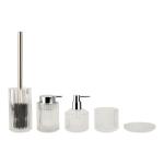 Clear glass bathroom accessories round shape with ribbed vertical stripe modern