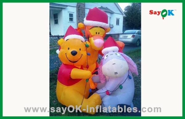 Custom Yellow 210D Oxford Cloth Inflatable Bear Inflated Cartoon Characters For