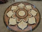 Parquet, natural stone parquet, engineered stone water jet medallion