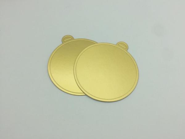 Shiny Laminated Gold Round Cake Boards , Disposable Cake Cardboard Base Mini