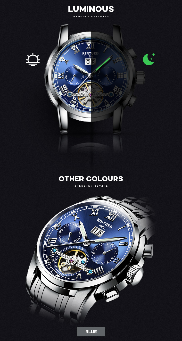 WINNER Brand Luxury Men Mechanical Watch Golden Stainless Steel Strap Skeleton Dial Luminous Skull Design Wrist Watch