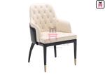 Modern Wood Restaurant Chairs With Dual - Colors Leather Upholstered Button