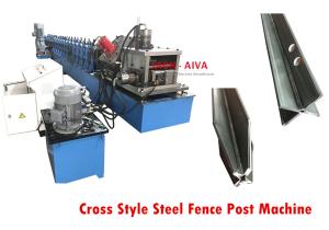 Wholesale Cross Style Steel Fence Post Machine , Palisade fence Roll Forming Machine from china suppliers