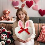 White Heart Pillow Cushion Toy Throw Pillows Gift Valentine's Day Decorative