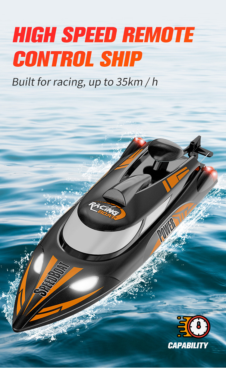 2 CHANNELS Control Electric Boat with 35km/H High Speed and Night Navigation Lights