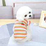 Embroidered Dog Pet Clothes Pure Cotton With Classic Stripes
