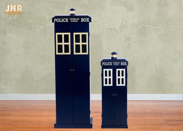 Blue Color Post Box Rack Decorative Wooden Cabinet Small Chest Wood Storage