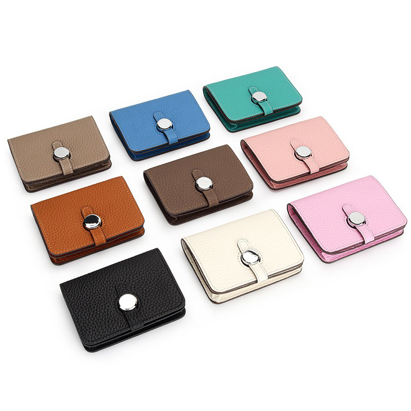 Low MOQ Mix Models Genuine Leather Slim Wallet Card Holder For Unisex Business Casual