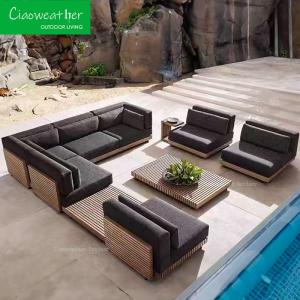 Wholesale Modern Teak Outdoor Sofa Set Solid Wood Waterproof Sun Protection Hotel Garden Patio from china suppliers