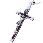 Women's and Men's Gothic Style 925 Silver Cross Pendant Necklace with Sandalwood