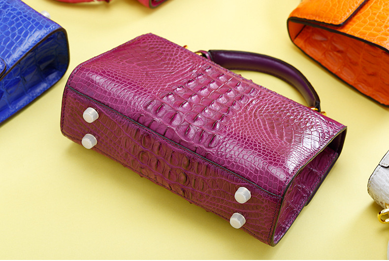 Genuine Alligator Skin Key Lock Closure Lady Small Handbag Authentic Crocodile Leather Women Flap Purse Shoulder Bag