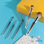 Portable Vegan Synthetic Hair Makeup Brush Set 5 Piece Plastic Handle Aluminum