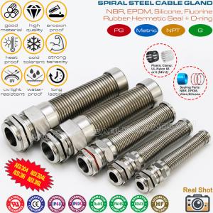 Wholesale Hermetic IP68 Stainless Steel Metric Cable Glands Type 304/316/316L M12~M50 with Anti-kink and Bend Protection from china suppliers
