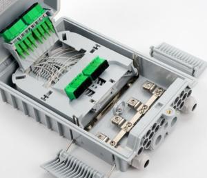 Wholesale Joint Box Fiber Optic Outdoor Wall Ftth 2 Inlet+Mid-Span Port ,16 Outlet For Drop Cables from china suppliers