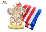 Dancing Medal In 3D Effect Colors Painting for Dancing Girl With Woven Ribbon