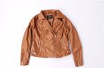 Water Resistant Coffee Faux Leather Bomber Jacket Womens 100% Polyurethane