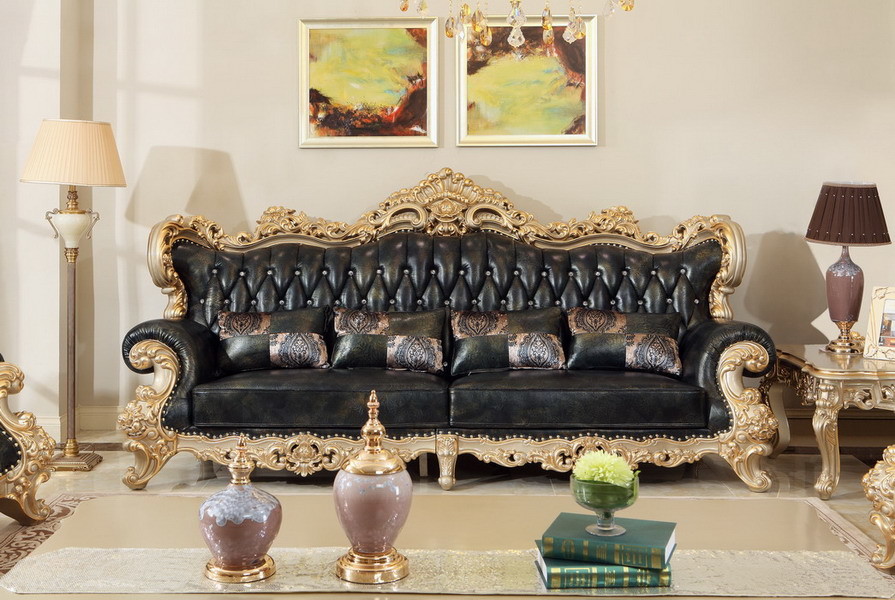 Luxury Classic Living room furniture1+2+4 Sofa sets online direct sales price by Beech wood and Italy Leather upholstery