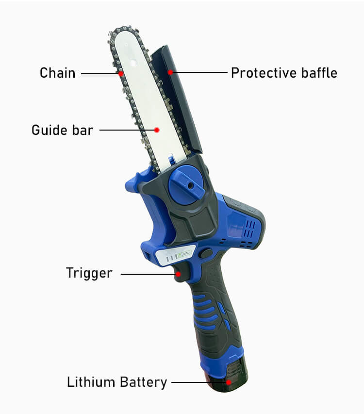 Industrial Grade Mini Li-Ion Lithium Battery Operated Electric Hand 6'' Chain Saw Garden Wood Cutting