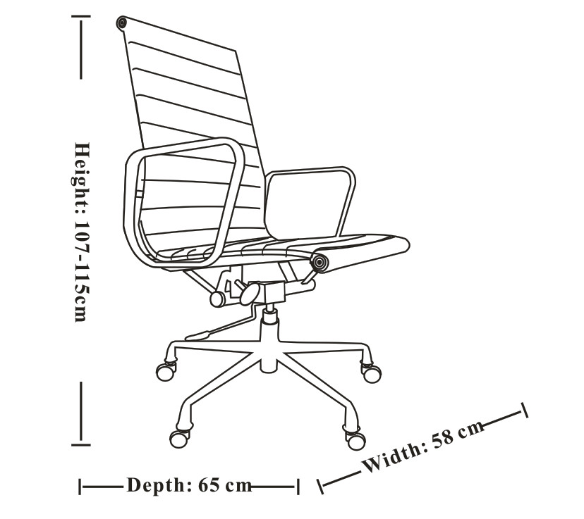 107-115cm Adjustable Height Office Chair , PU High Back Leather Executive Chair