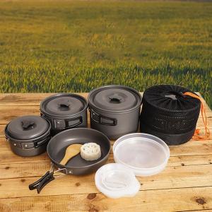 Wholesale Outdoor Pots And Pans Portable 5 - 6 People Aluminum Alloy Cookware Set from china suppliers