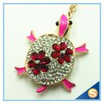Promotional Custom Tortoise Rhinestone Metal Key Chain Trinket Women bag Charm