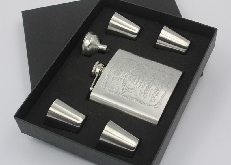 Pretty Kitchen Household Items 4 Cups 1 Funnel 6 Oz Metal Hip Flask