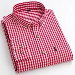 Wholesale Carbon Ground Plaid Shirt Long Sleeve Check 100% Cotton Men Shirts