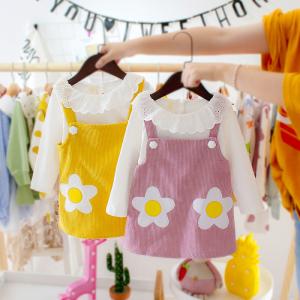 Wholesale Children's Girls Corduroy Suspender Skirt Set from china suppliers
