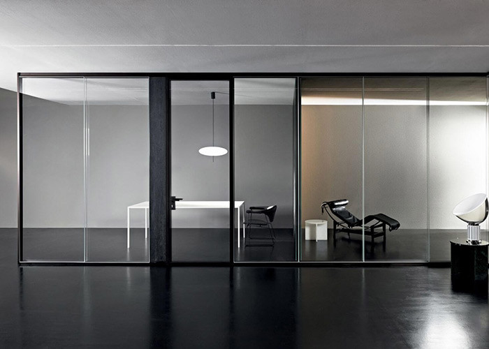 Strong Steel Keel With 3mm Aluminum Frameless Office Wall Partition Demountable With Blinds And Door