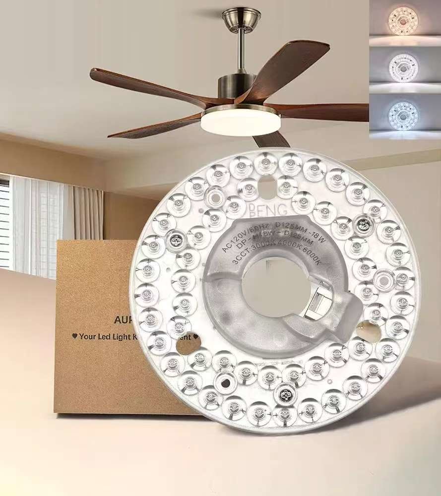 4.92” Universal Ceiling Fan Led Light Replacement for Ceiling Fan Flush Mount Ceiling Light, 18W 3CCT 3000K 4000K 6000K 1500LM CRI90 Dimmable