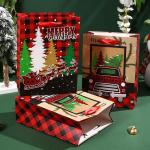 Red Lattice Santa Claus Gift Packaging ECO Friendly Paper Bag 33*9*7cm