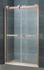 Wholesale Clear / Forsted Tempered Glass Shower Doors Rose Golden 304 Stainless Steel Profiles and Outside Rollers from china suppliers