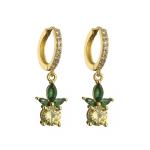 Rhinestone Crystal Fruit Earrings Contemporary 925 Silver Hoop Earrings OEM